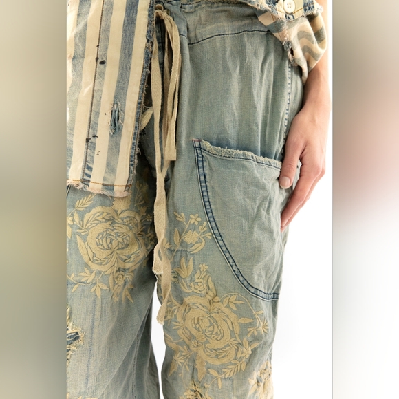 New Magnolia Pearl OKeefe Jeans Floral Embroidered Denim Jean Indigo Pant 210 os - Picture 6 of 16